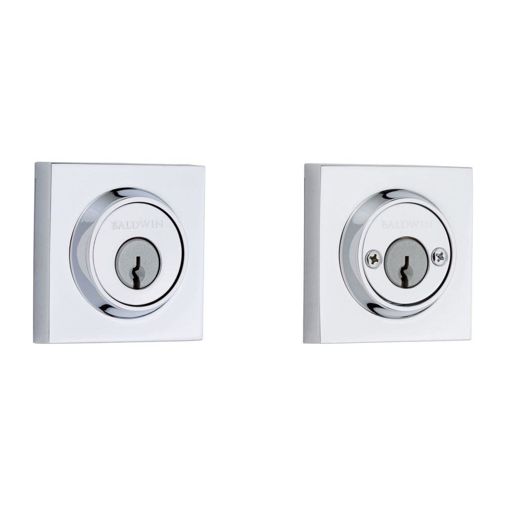Baldwin Hardware Reserve Cerrojo Contemporary Square — Cromo pulido (doble cilindro)