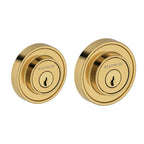Baldwin Hardware Reserve Cerrojo Recessed Round — Latón pulido Lifetime (PVD) (doble cilindro)