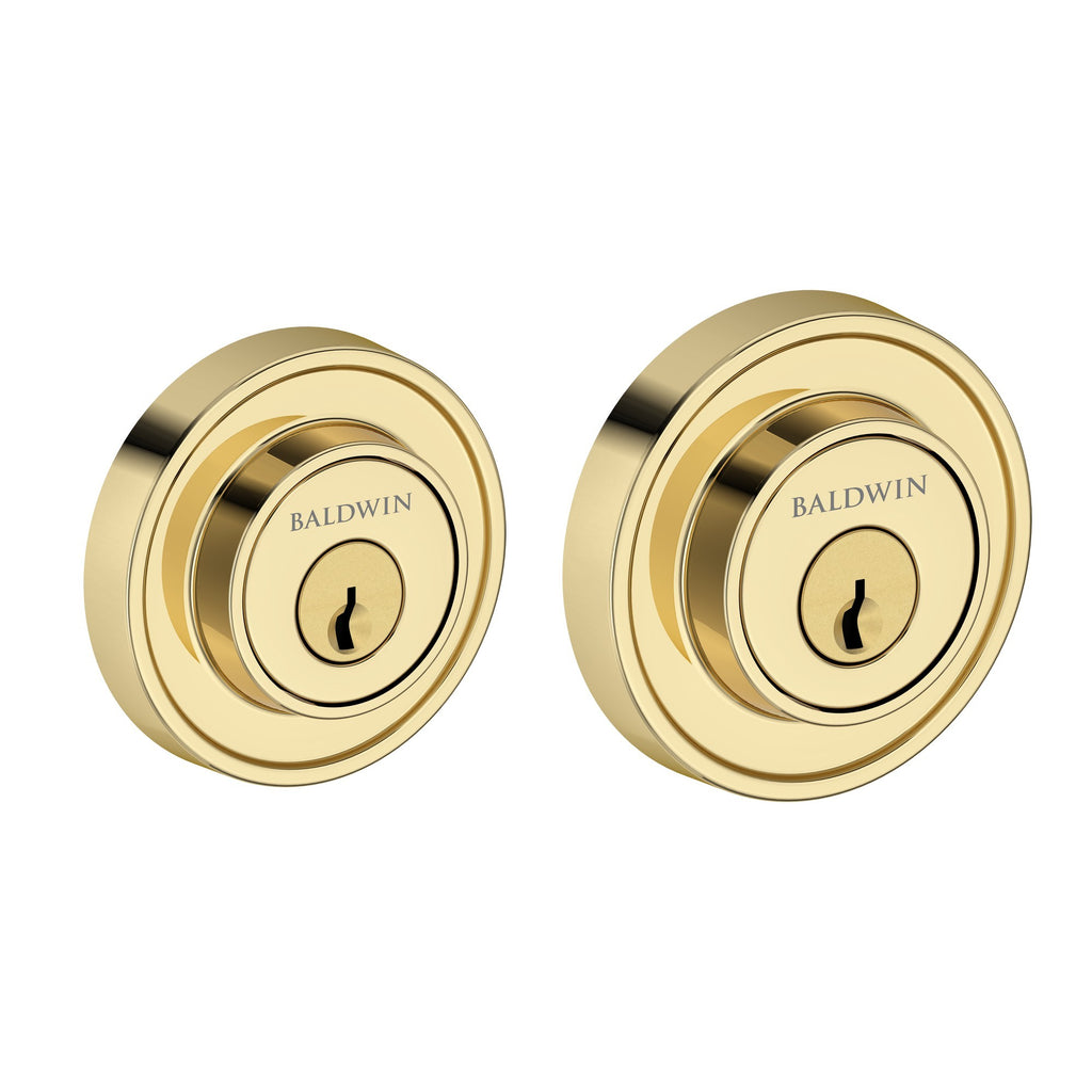 Baldwin Hardware Reserve Cerrojo Recessed Round — Latón sin laca (doble cilindro)