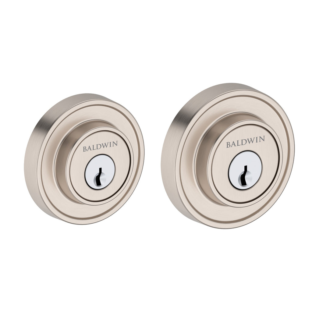Baldwin Hardware Reserve Cerrojo Recessed Round — Níquel satinado (doble cilindro)