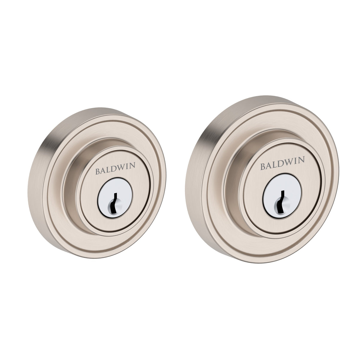 Baldwin Hardware Reserve Cerrojo Recessed Round — Níquel satinado (doble cilindro)