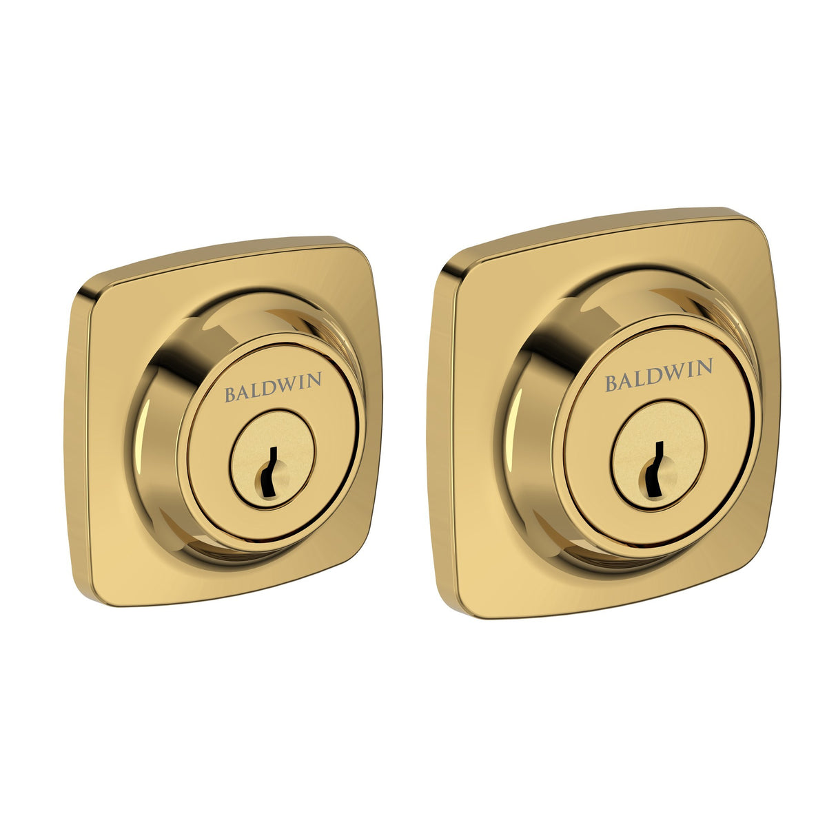 Baldwin Hardware Reserve Cerrojo Soft Square — Latón pulido Lifetime (PVD) (doble cilindro)