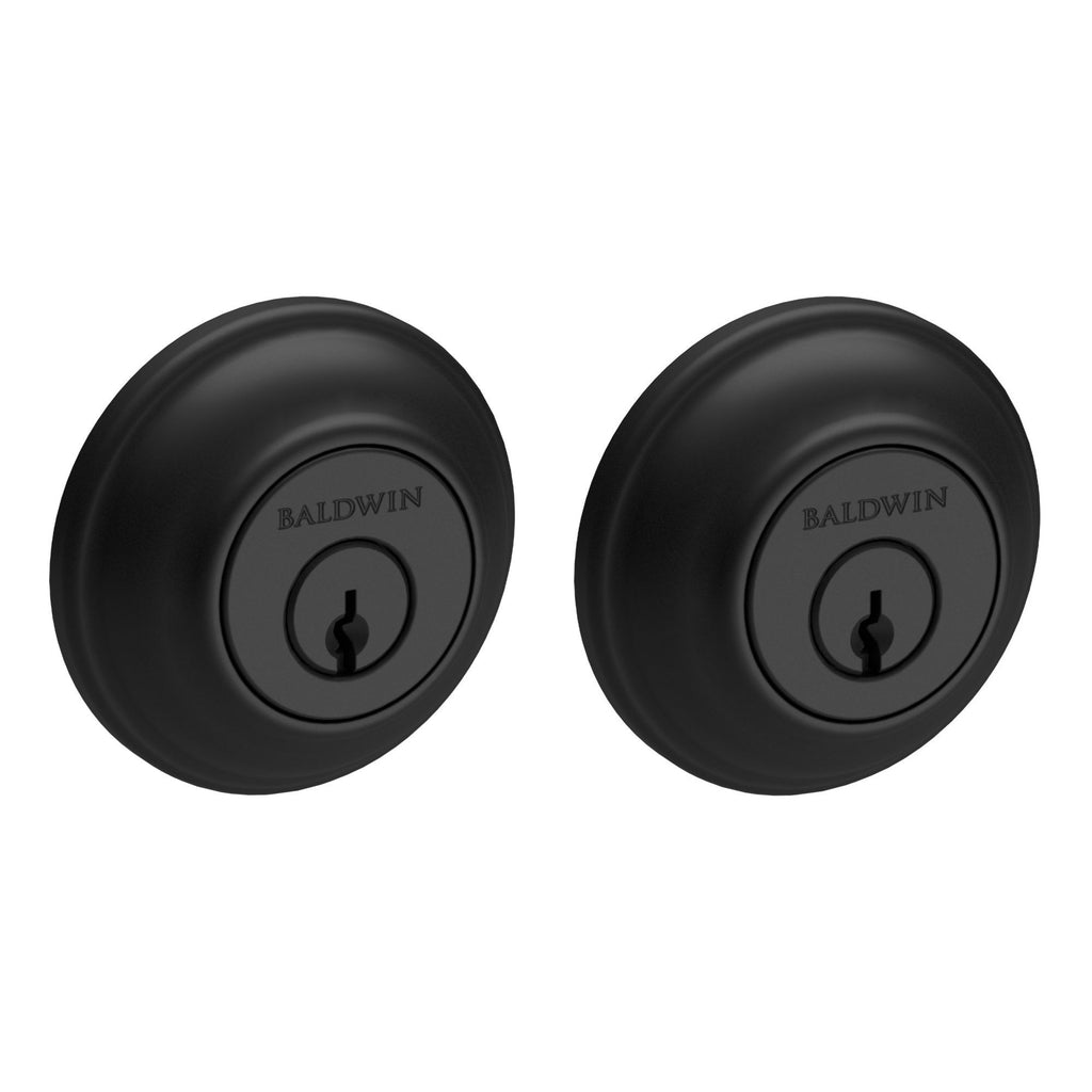 Baldwin Hardware Reserve Cerrojo Traditional Round — Negro satinado (doble cilindro)