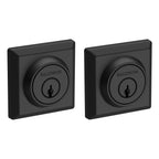 Baldwin Hardware Reserve Cerrojo Traditional Square — Negro satinado (doble cilindro)
