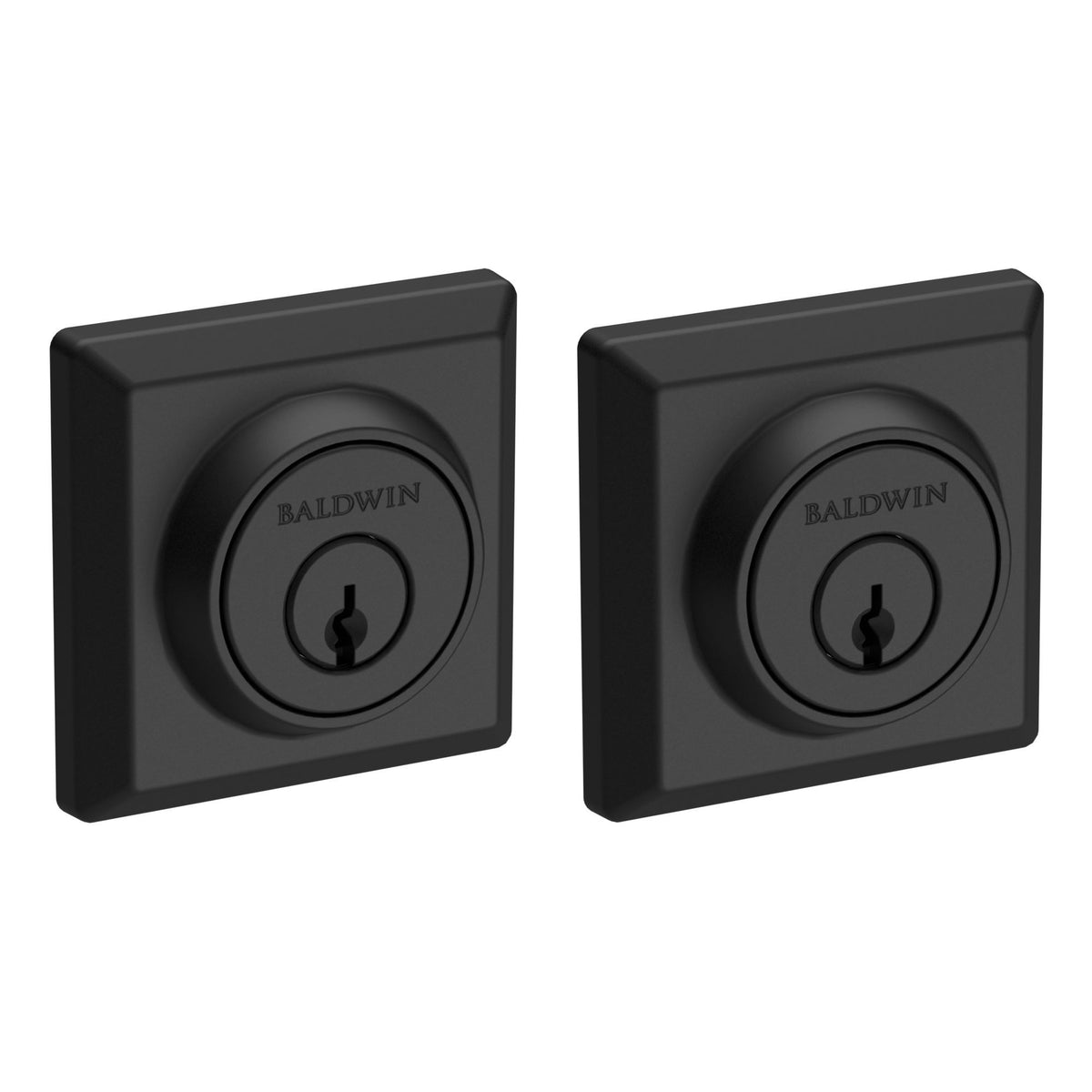 Baldwin Hardware Reserve Cerrojo Traditional Square — Negro satinado (doble cilindro)