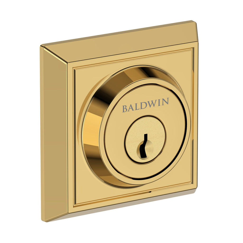 Baldwin Hardware Reserve Cerrojo Chamfered Square — Latón pulido Lifetime (PVD)