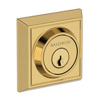 Baldwin Hardware Reserve Cerrojo Chamfered Square — Latón pulido Lifetime (PVD)