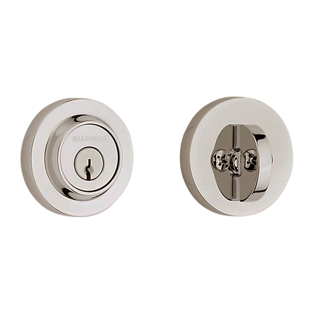Baldwin Hardware Reserve Cerrojo Contemporary Round — Níquel pulido Lifetime
