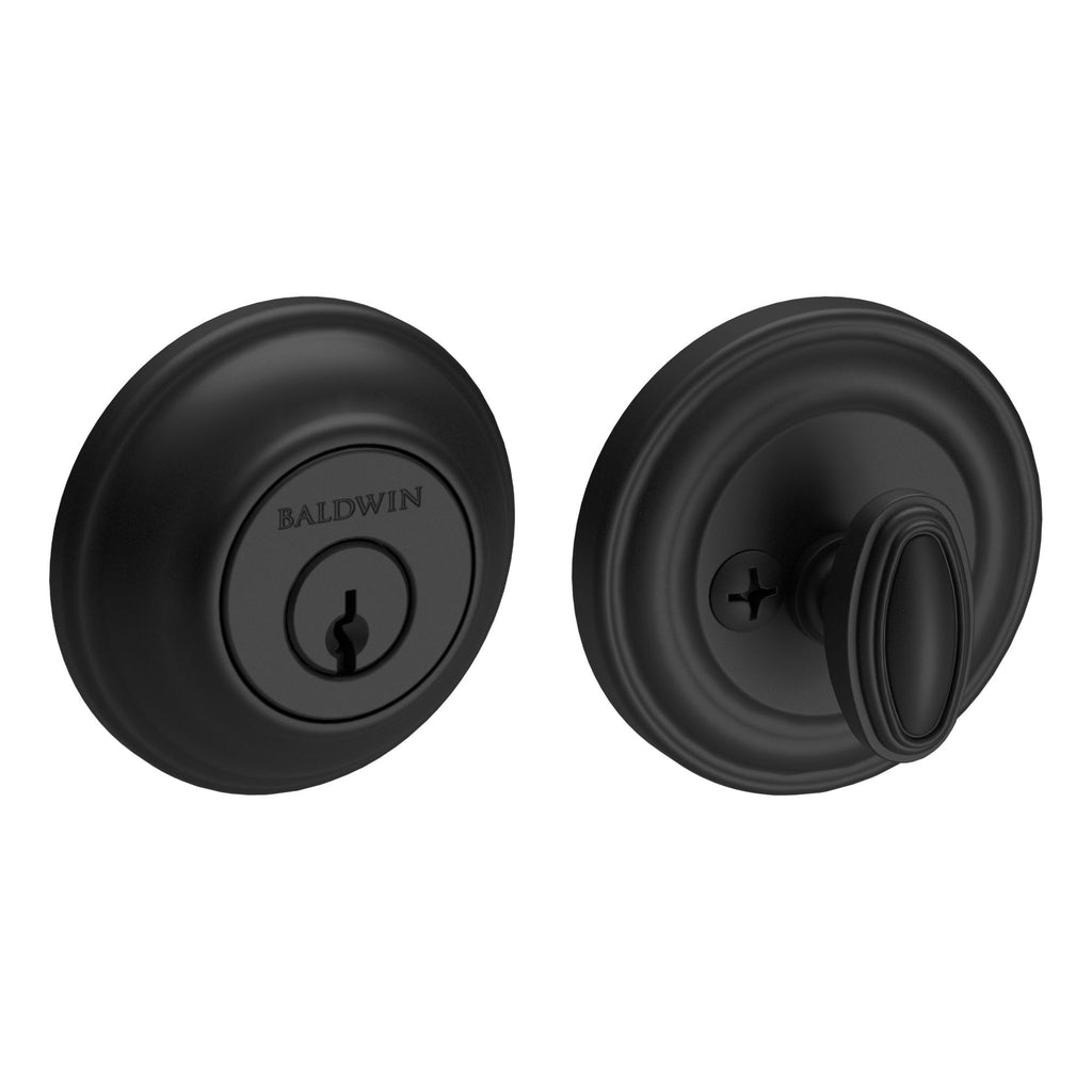 Baldwin Hardware Reserve Cerrojo Traditional Round — Negro satinado