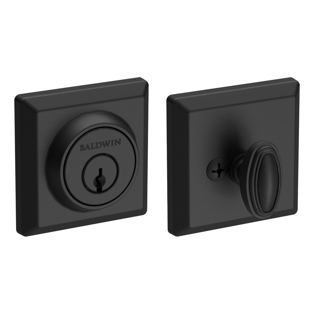 Baldwin Hardware Reserve Cerrojo Traditional Square — Negro satinado