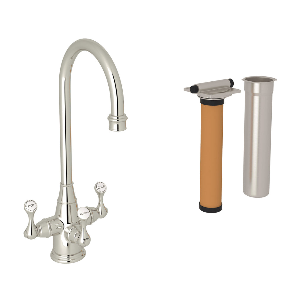 Rohl Georgian Era Kit de Mezcladora Filtradora de Bar y Preparación de Tres Manijas - Níquel Pulido