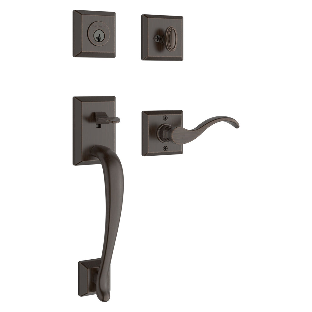 Baldwin Hardware Reserve Juego de Entrada Napa x Manija Curve — Bronce veneciano — Traditional Square