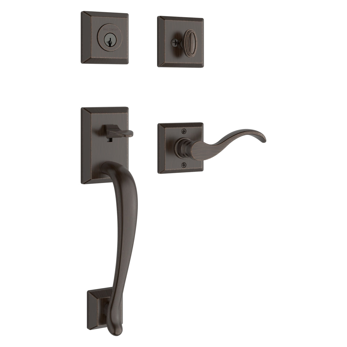 Baldwin Hardware Reserve Juego de Entrada Napa x Manija Curve — Bronce veneciano — Traditional Square