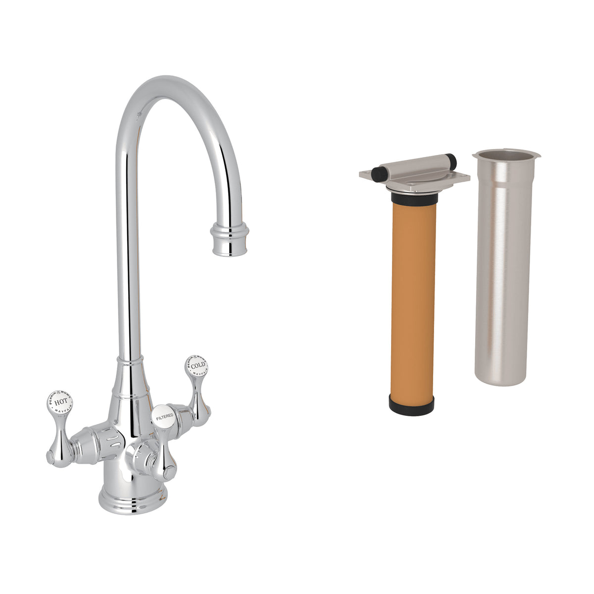 Rohl Georgian Era Kit de Mezcladora Filtradora de Bar y Preparación de Tres Manijas - Cromo Pulido