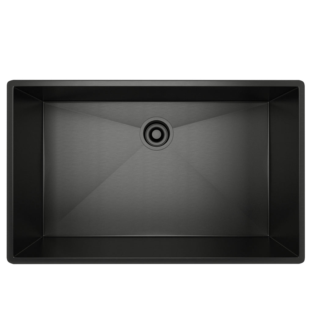 Rohl Forze Tarja Sencilla de Acero Inoxidable 30" - 19.5" de fondo - Acero Inoxidable Negro