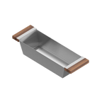 Julien · Contenedor Hondo Deslizante con Asas de Madera — Nogal / 6″ × 19″ · tazón de 18″ de fondo · alto 4¼″