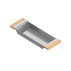 Julien · Colador Deslizante con Asas de Madera — Maple / 6″ × 17⅞″ · tazón de 17″ de fondo · alto 2¼″