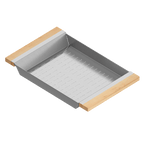 Julien · Colador Deslizante con Asas de Madera — Maple / 12″ × 19″ · tazón de 18″ de fondo · alto 2¼″