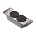 Julien · Contenedor de Servicio con 2 Tazones — Nogal / 6″ × 17″ · tazón de 16″ de fondo