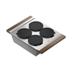Julien · Contenedor de Servicio con 4 Tazones — Nogal / 12″ × 19″ · tazón de 18″ de fondo