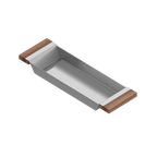 Julien · Charola Deslizante con Asas de Madera — Nogal / 6″ × 19″ · tazón de 18″ de fondo · alto 2¼″