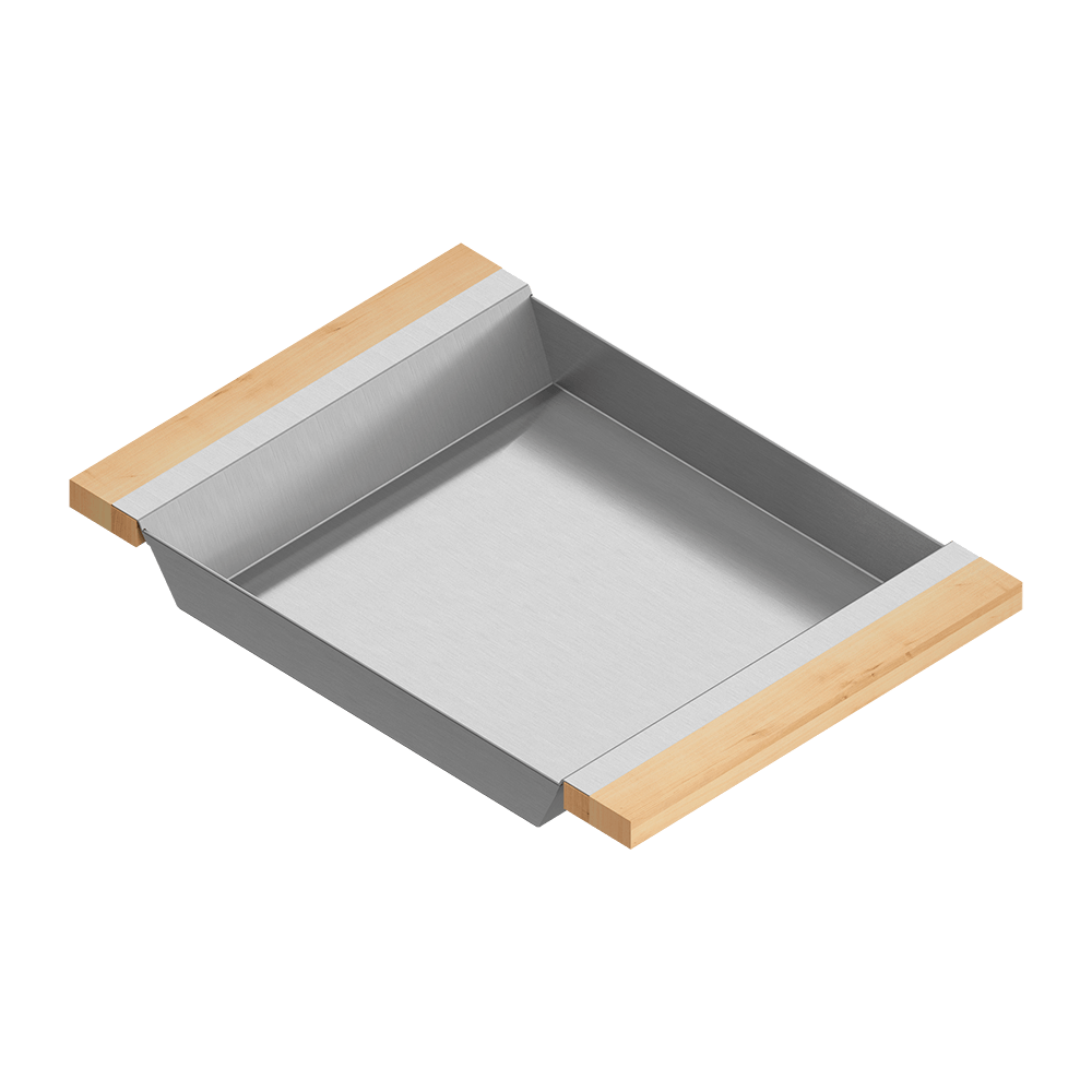 Julien · Charola Deslizante con Asas de Madera — Maple / 12″ × 17″ · tazón de 16″ de fondo · alto 2¼″