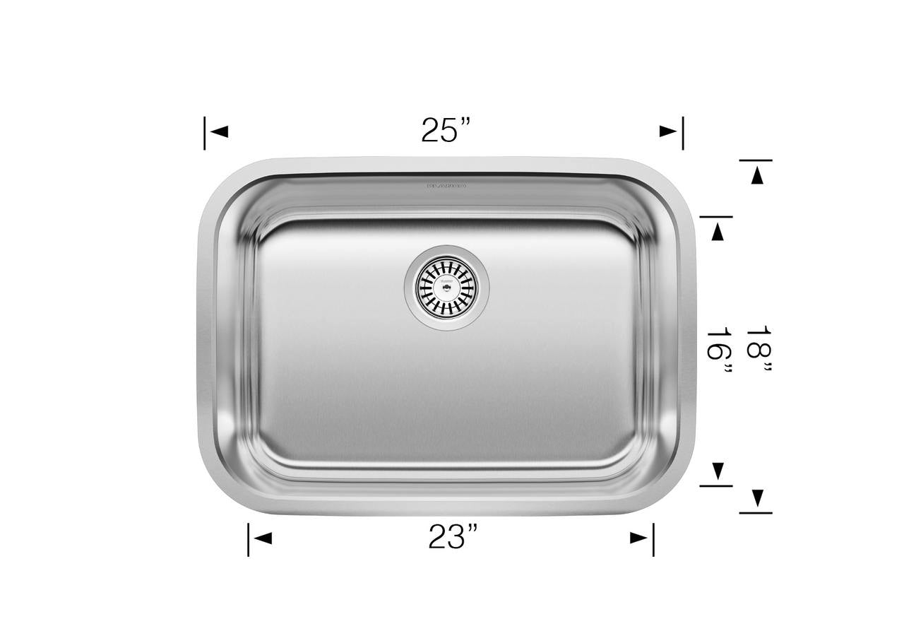 Blanco Stellar Medium Single Bowl — Tarja de Acero Inoxidable — vista 3