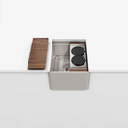Julien Fira · Kit Tarja de Fireclay de Bar con Accesorios de Nogal — Taupe Mate