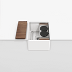 Julien Fira · Kit Tarja de Fireclay de Bar con Accesorios de Nogal — Blanco