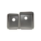 Julien Classic · Tarja de Cocina de Dos Tazones (Bajo Cubierta) — Izq. 12″ × 16″ × 8″ · Der. 15″ × 18″ × 10″