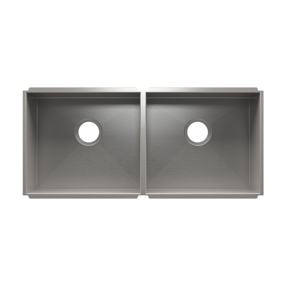 Julien UrbanEdge · Tarja de Cocina de Dos Tazones (Bajo Cubierta) — Izq. 18″ × 16″ × 8″ · Der. 18″ × 16″ × 8″