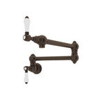 Rohl Llenador de Ollas de Pared con Brazo Abatible - Palanca de Porcelana Blanca - Latón Toscano