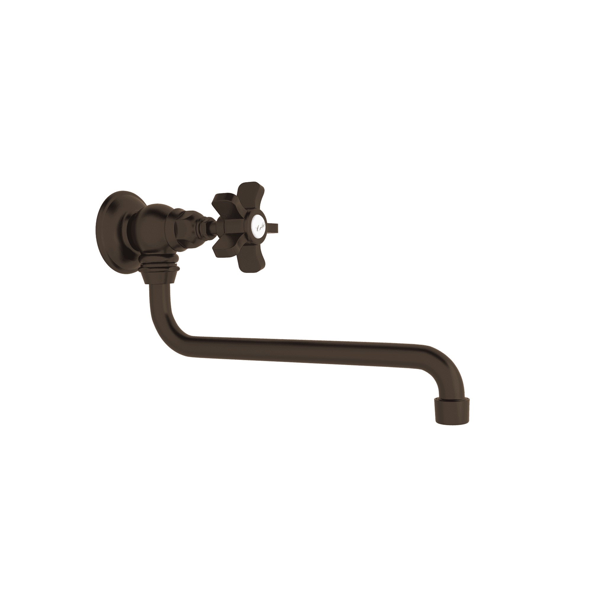 Rohl Llenador de Ollas de Pared, Alcance 11 3/4" - Manija de Cruz de Cinco Radios - Latón Toscano