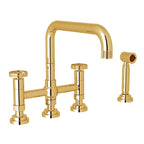 Rohl Campo Mezcladora de Cocina Tipo Puente con Aspersor Lateral - Latón Italiano
