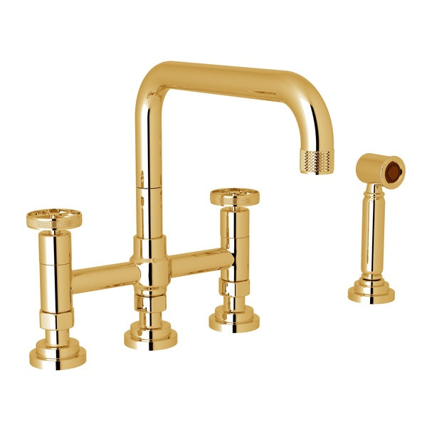Rohl Campo Mezcladora de Cocina Tipo Puente con Aspersor Lateral - Latón Italiano