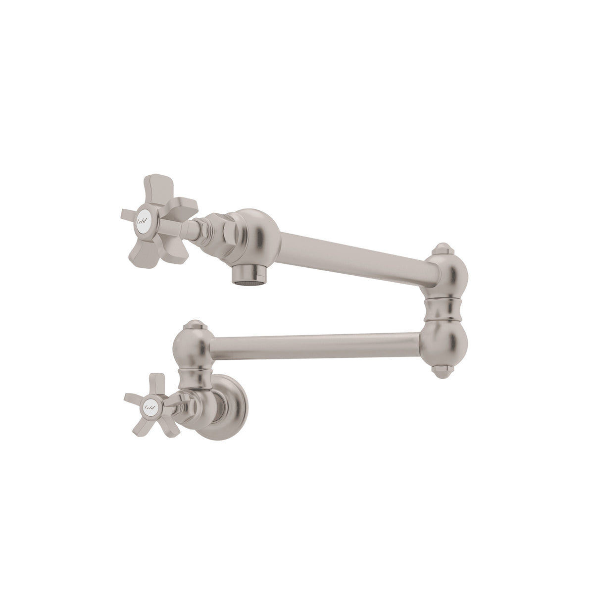 Rohl Llenador de Ollas de Pared con Brazo Abatible - Manija de Cruz de Cinco Radios - Níquel Satinado