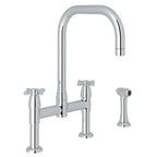 Rohl Holborn Mezcladora de Cocina Tipo Puente con Surtidor en U y Aspersor Lateral - Cromo Pulido