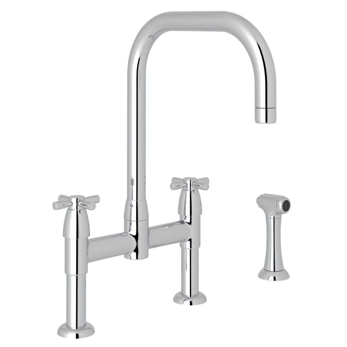 Rohl Holborn Mezcladora de Cocina Tipo Puente con Surtidor en U y Aspersor Lateral - Cromo Pulido