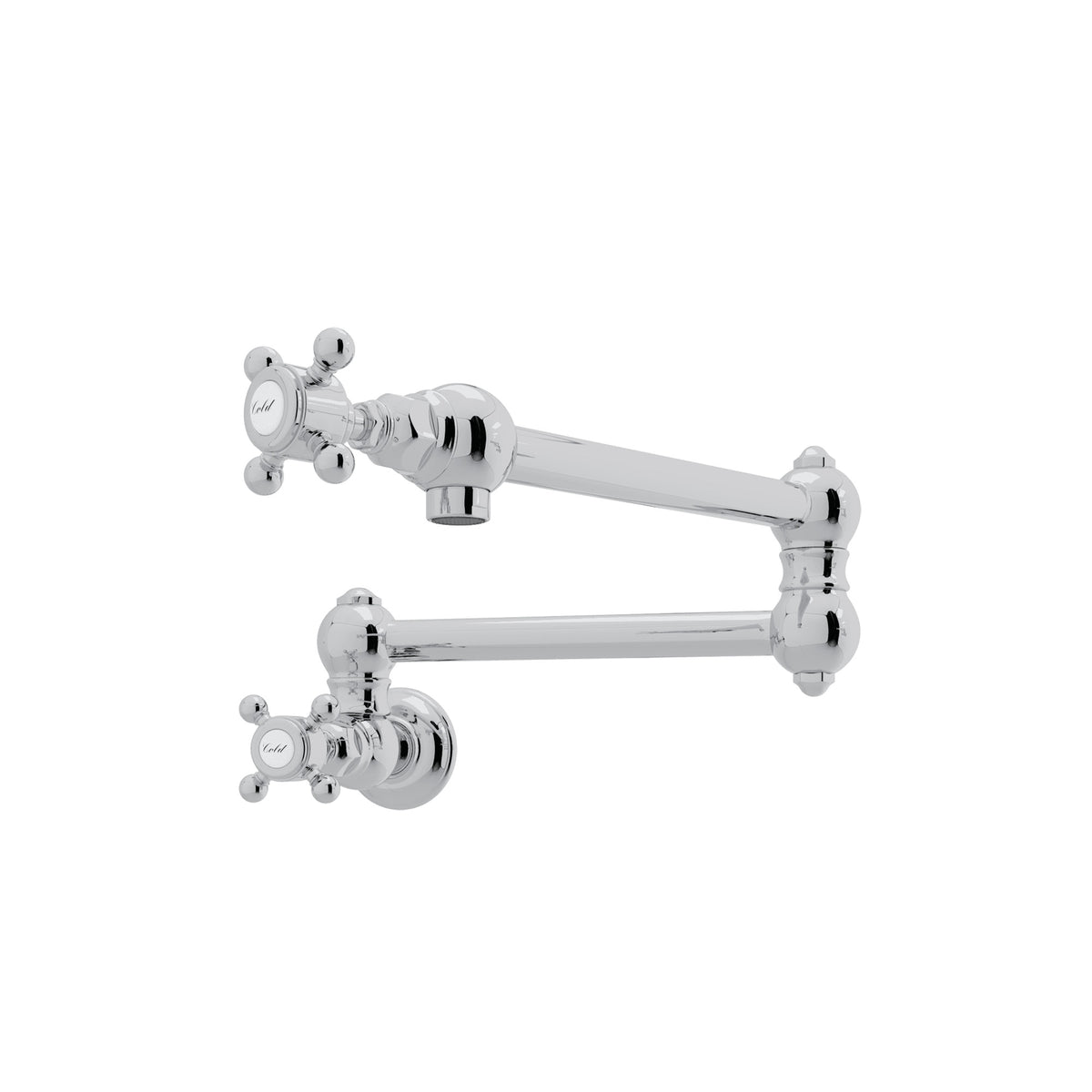 Rohl Llenador de Ollas de Pared con Brazo Abatible - Manija de Cruz - Cromo Pulido