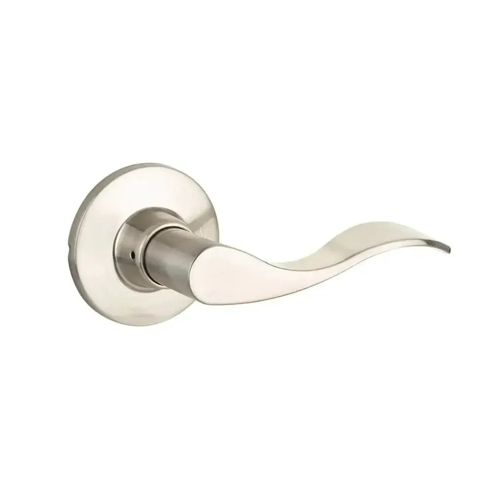 Yale Expressions Owen rosette with Keyed Brunswick lever, Weiser keyway — Níquel Satinado