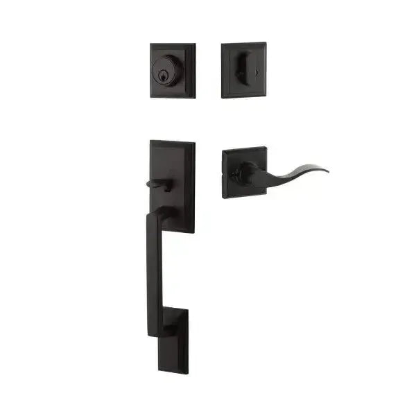 Yale Expressions Ellington Single Cylinder Entry Set Brunswick lever Left Handed, Kwikset keyway — Negro Mate