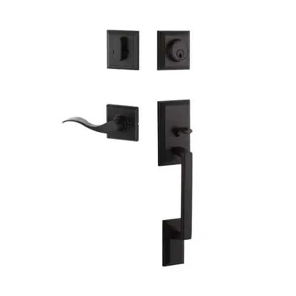 Yale Expressions Ellington Single Cylinder Entry Set Brunswick lever Left Handed, Kwikset keyway — Negro Mate
