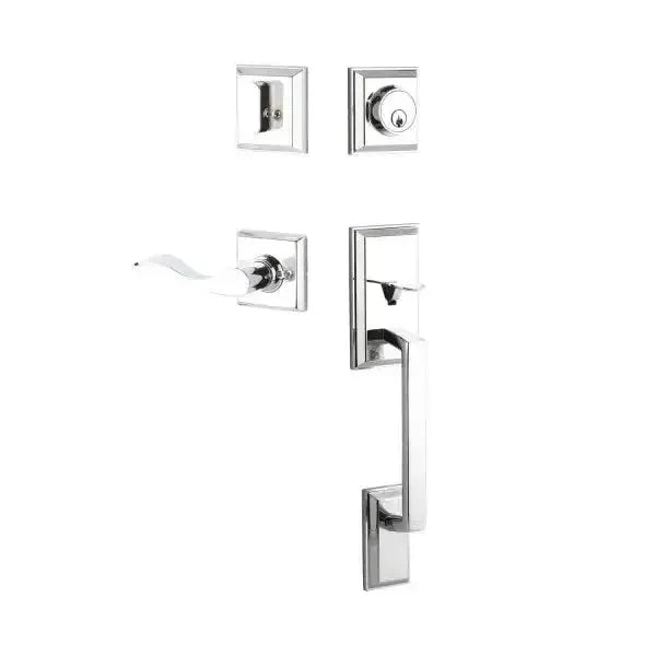 Yale Expressions Ellington Single Cylinder Entry Set Brunswick lever Right Handed, Kwikset keyway — Cromo Pulido