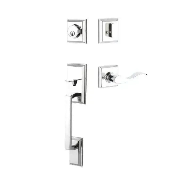 Yale Expressions Ellington Single Cylinder Entry Set Brunswick lever Left Handed, Weiser keyway — Cromo Pulido