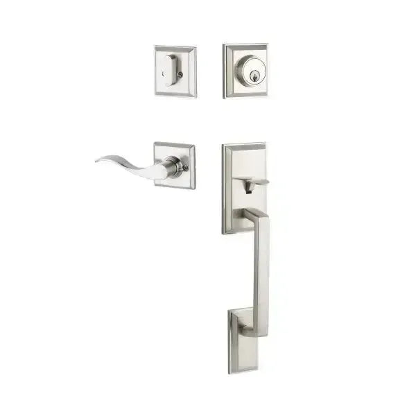 Yale Expressions Ellington Single Cylinder Entry Set Brunswick lever Right Handed, Weiser keyway — Níquel Satinado