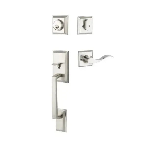 Yale Expressions Ellington Single Cylinder Entry Set Brunswick lever Right Handed, Weiser keyway — Níquel Satinado