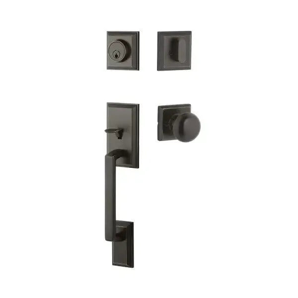 Yale Expressions Ellington Single Cylinder Entry Set Walker knob, Weiser keyway — Bronce Aceitado