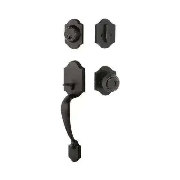 Yale Expressions Everly Single Cylinder Entry Set Lewiston knob, Kwikset keyway — Bronce Aceitado