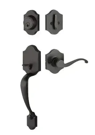 Yale Expressions Everly Single Cylinder Entry Set Farmington lever Left Handed, Weiser keyway — Bronce Aceitado