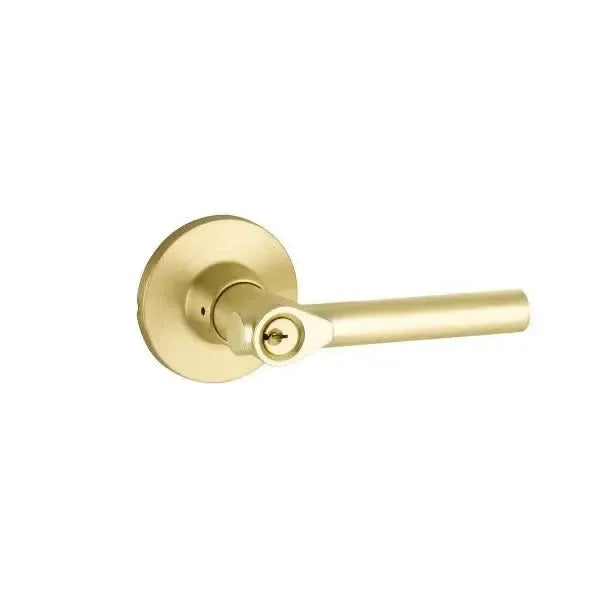 Yale Expressions Owen rosette with Keyed Holden lever, Weiser keyway — Latón Satinado